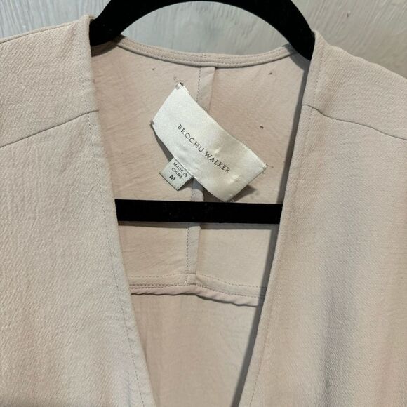 Revolve Brochu Walker Tan Beige Elastic Waist Wrap Front Jumpsuit - Picture 7 of 8